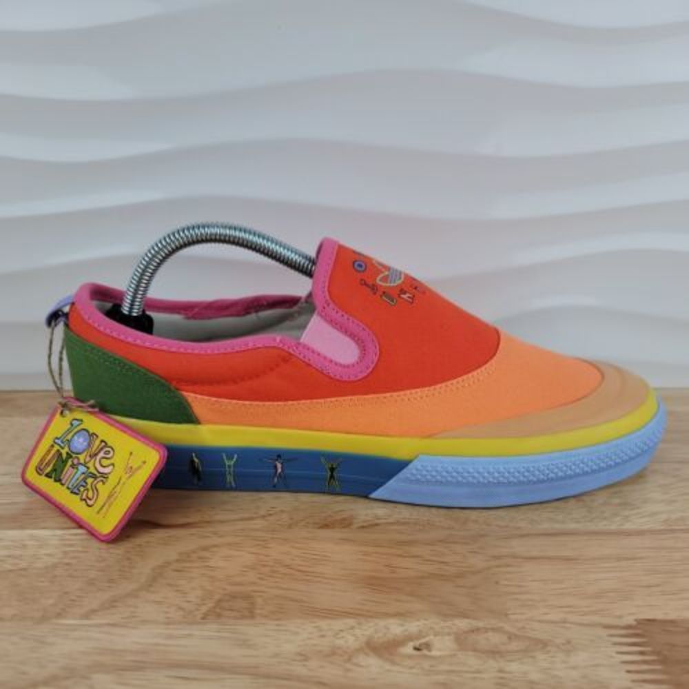 Adidas Nizza Slip On‎ Pride Love Unites Rainbow Shoes Mens 9 Womens 10 - GW2421